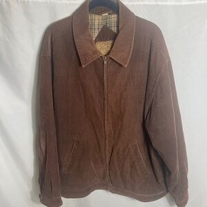 Vintage Fieldmaster Corduroy Jacket Brown Plaid Lined Zip Coat XL Rugged